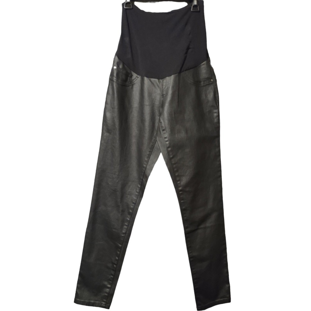 Indigo Blue Maternity Pants S Womens Secret Fit Belly Black Coated Edgy Skinny
